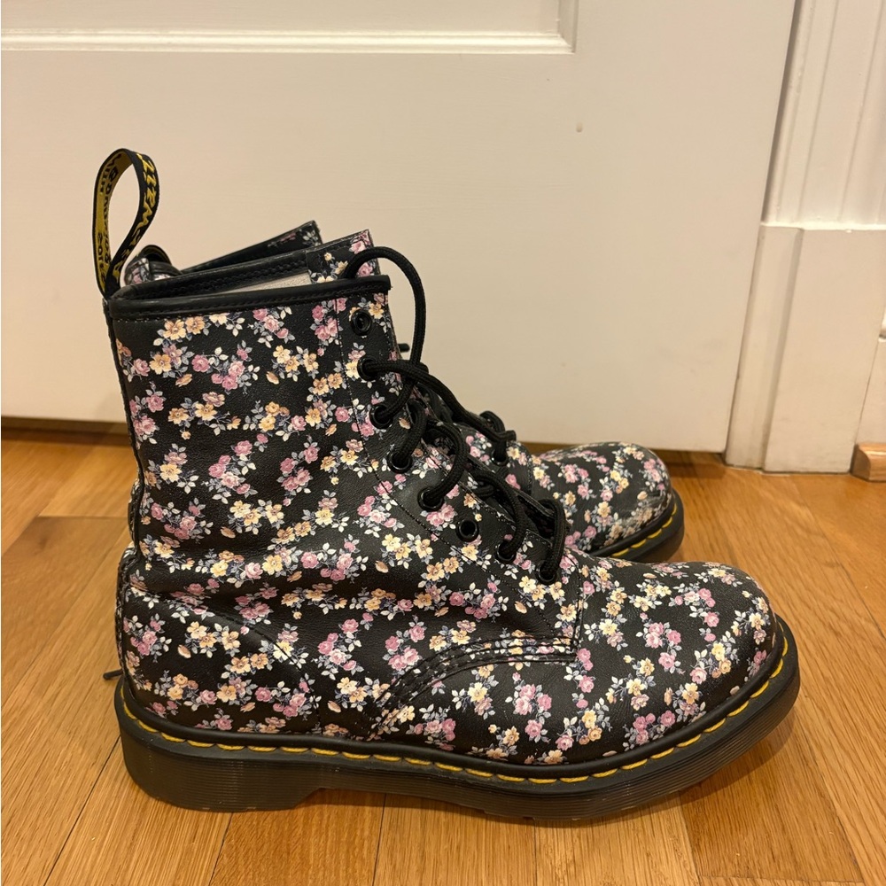 Dr. Martens Black Floral Lace-Up Boots